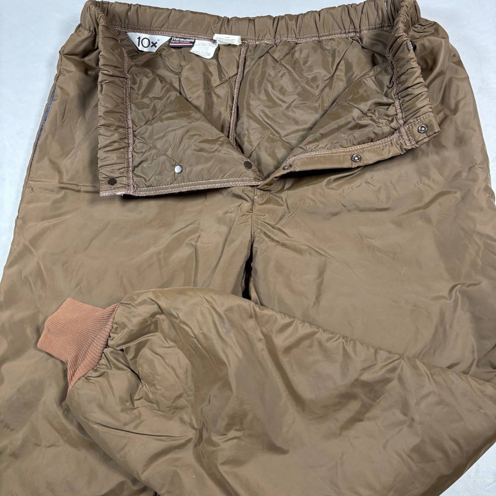10x Insulated Pants Mens XL Tall Brown Thinsulate‎ Quilted Hunting Made in USA